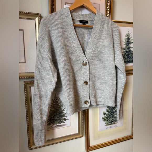 J. Crew Ribbed V-neck cardigan sweater gray small - Picture 4 of 9